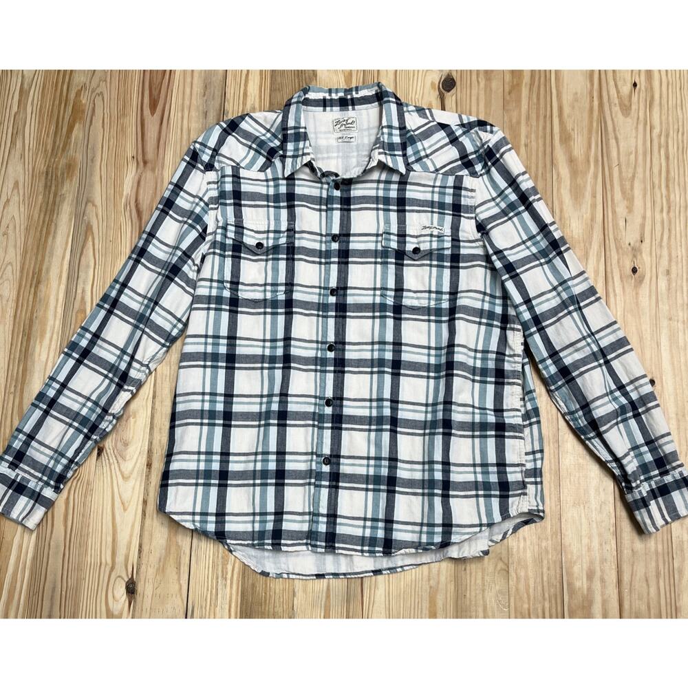 Lucky Brand Men’s Lined Button Up Western Plaid Long Sleeve XX-Large Sportswear